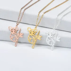 Stainless Steel Origami Tree Koala Dog Bat Pendant