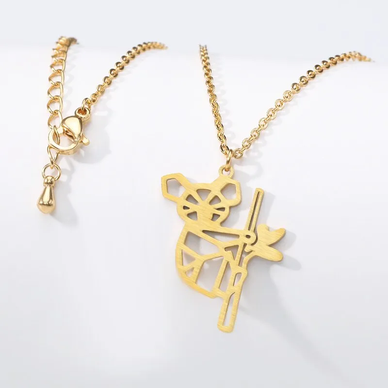 Stainless Steel Origami Tree Koala Dog Bat Pendant