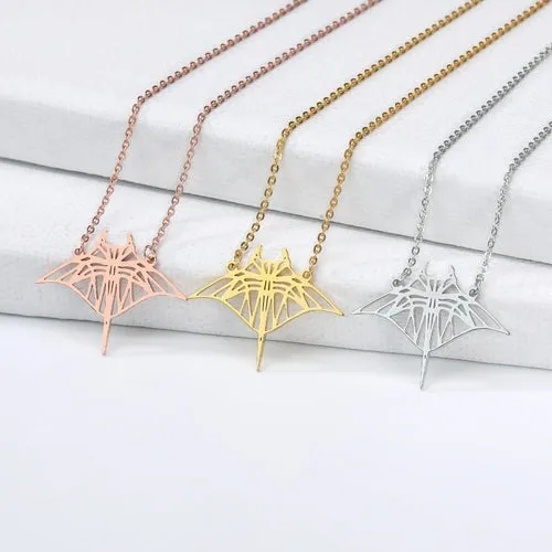 Stainless Steel Origami Tree Koala Dog Bat Pendant