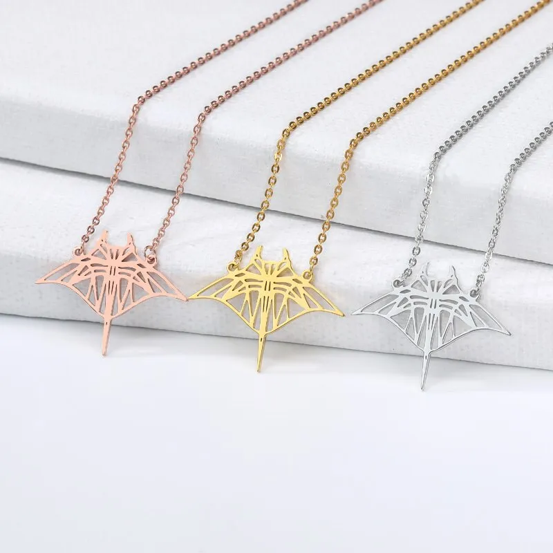 Stainless Steel Origami Tree Koala Dog Bat Pendant