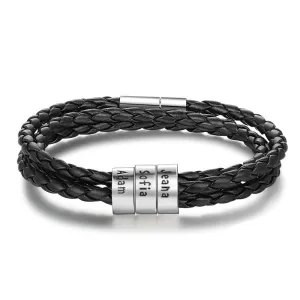 Sterling Silver Personalized Men Bracelet With 3 Names