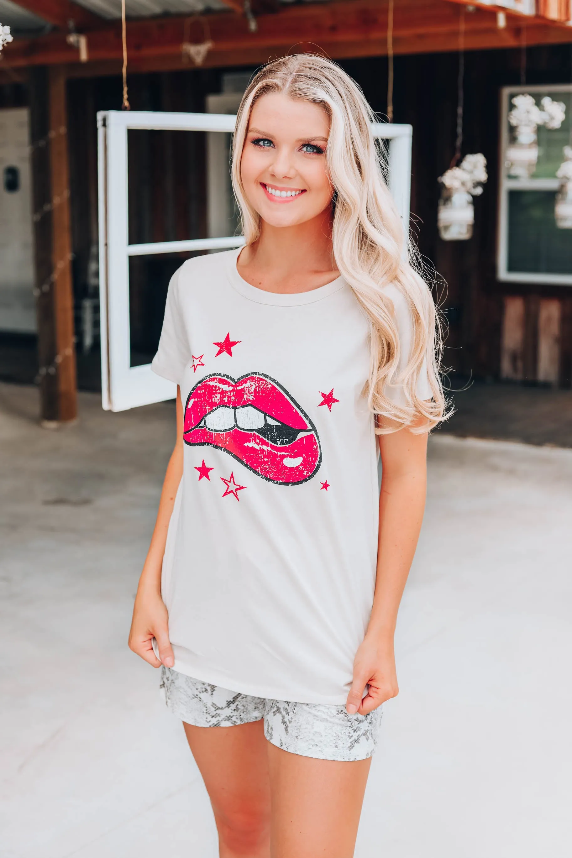 Stone Red Lippy Graphic Tee