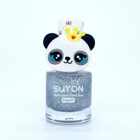 Suyon Peel Off Kids Nail Polish - Panda, Glitter Silver