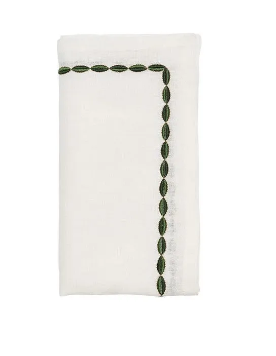 Swag Napkin in White, Green and Gold