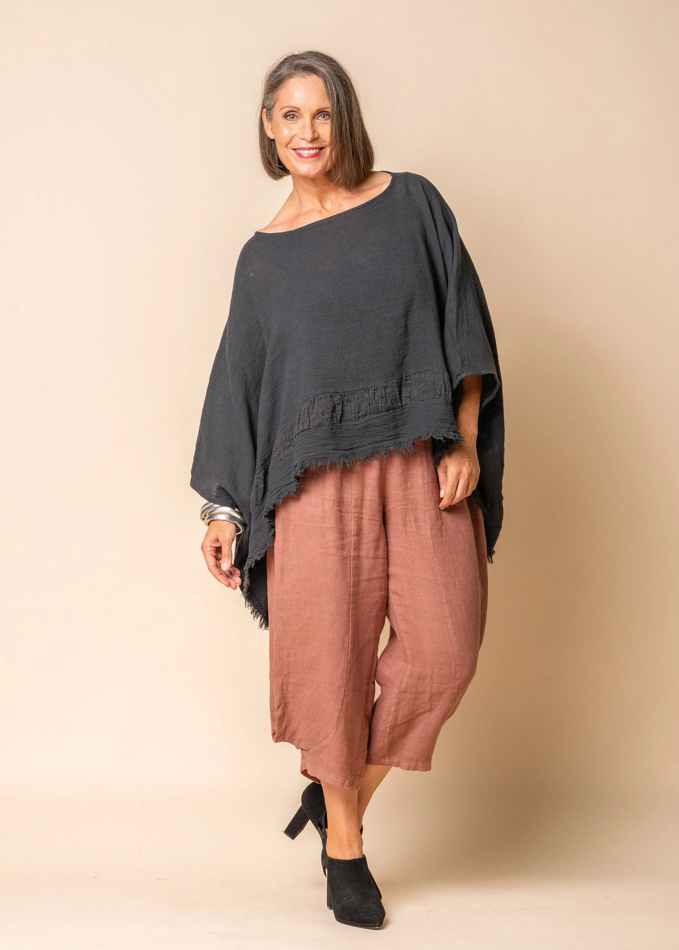 Teegan Linen Top in Granite