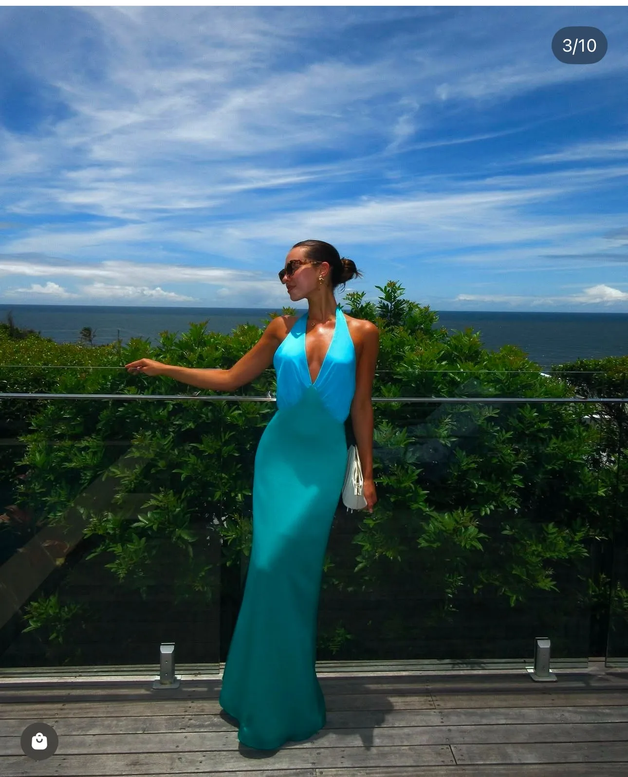 The Wolf Gang - Oahu Slip dress in Aquamarine