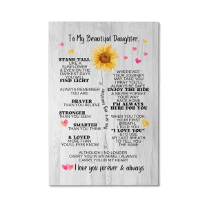 To My Daughter | You Are My Sunshine | Canvas Wall Art