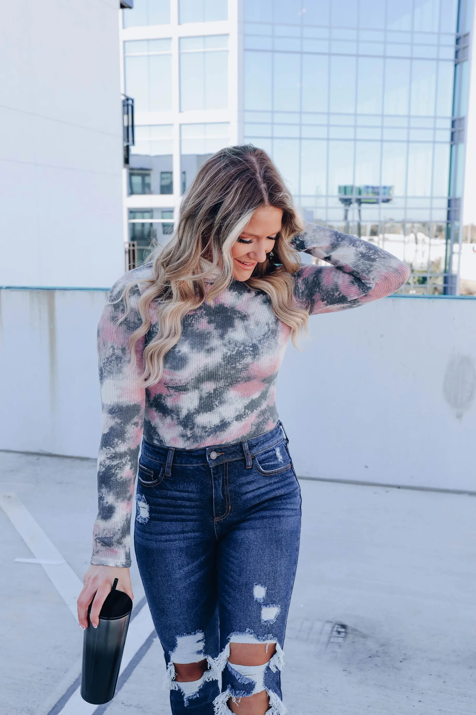 Trina Tie-Dye Mock Neck Top