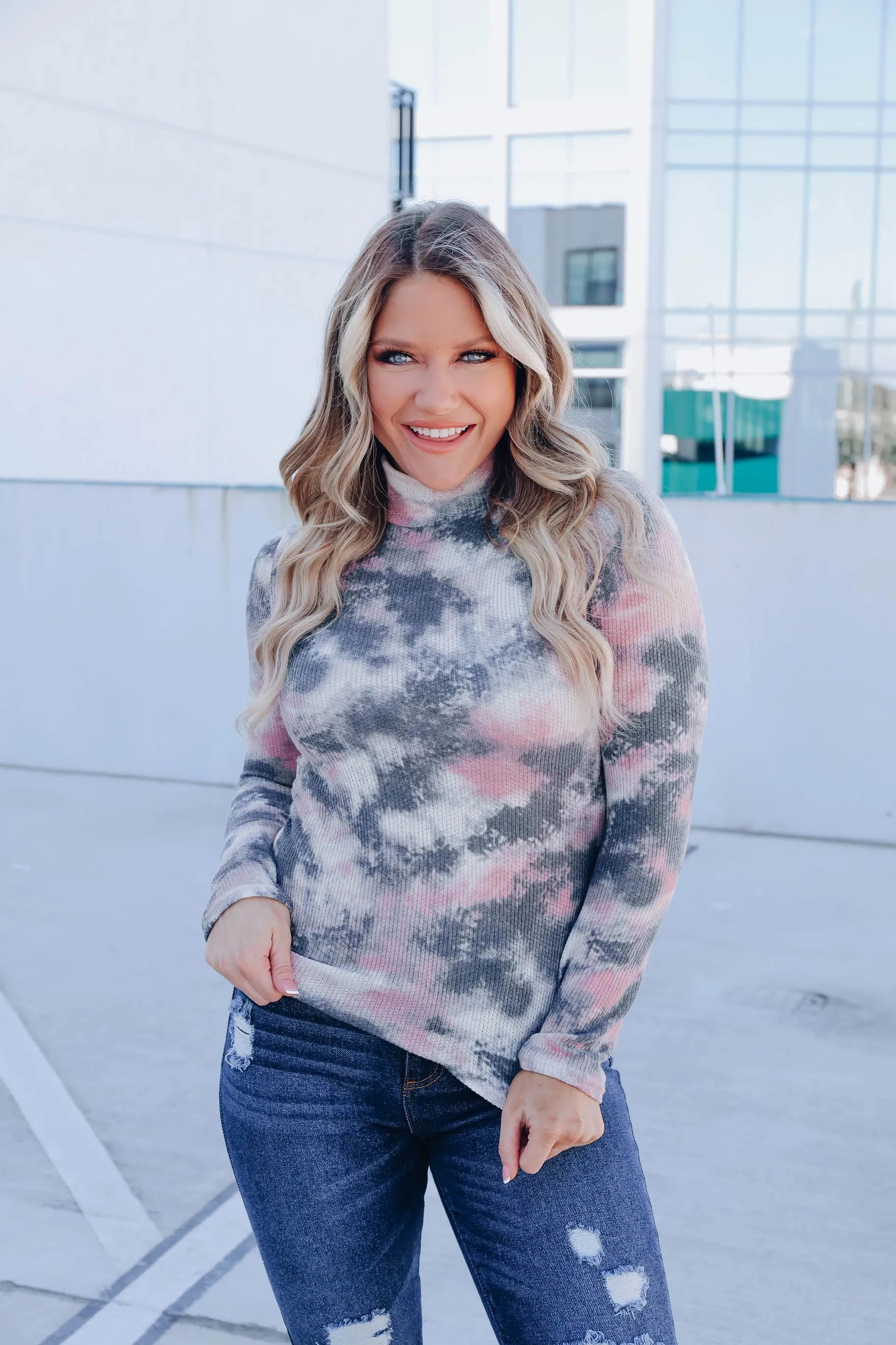 Trina Tie-Dye Mock Neck Top