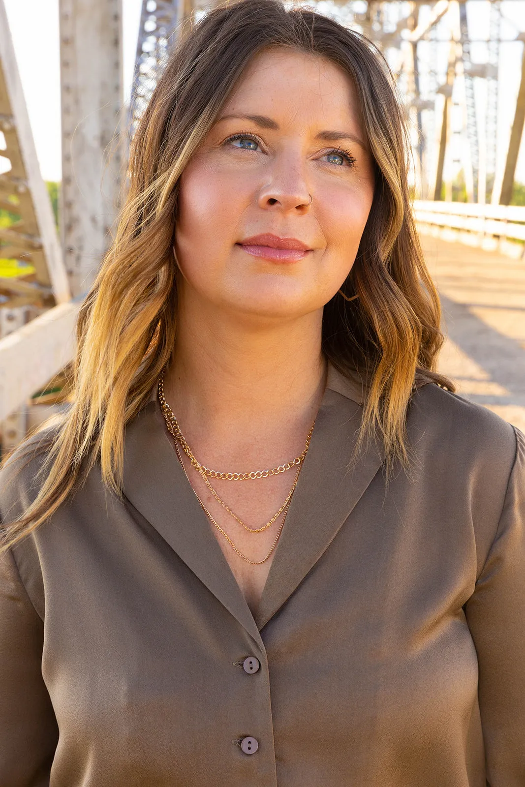 Triple strand gold layered necklace
