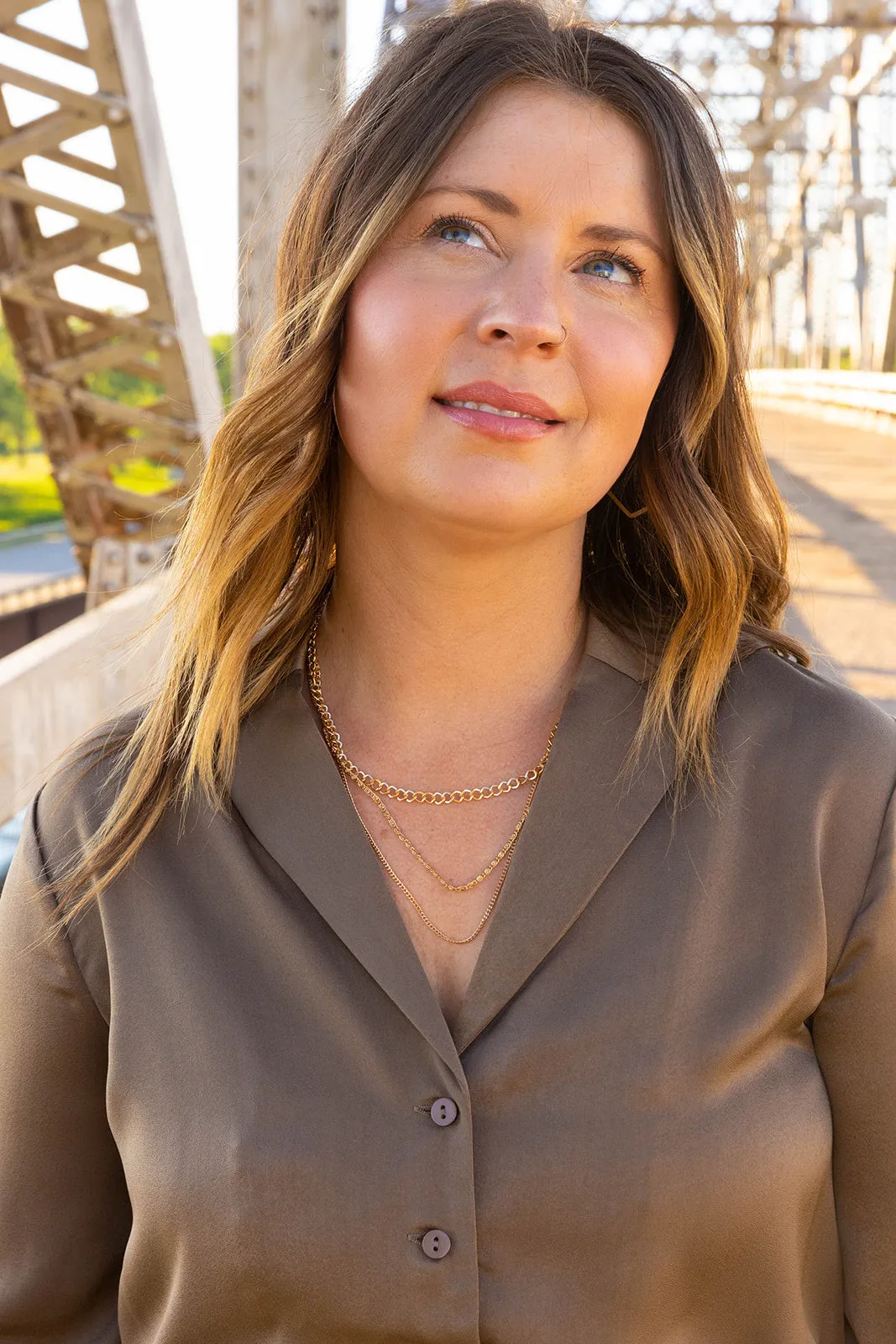 Triple strand gold layered necklace