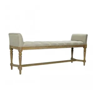 Tufted Linen Bench