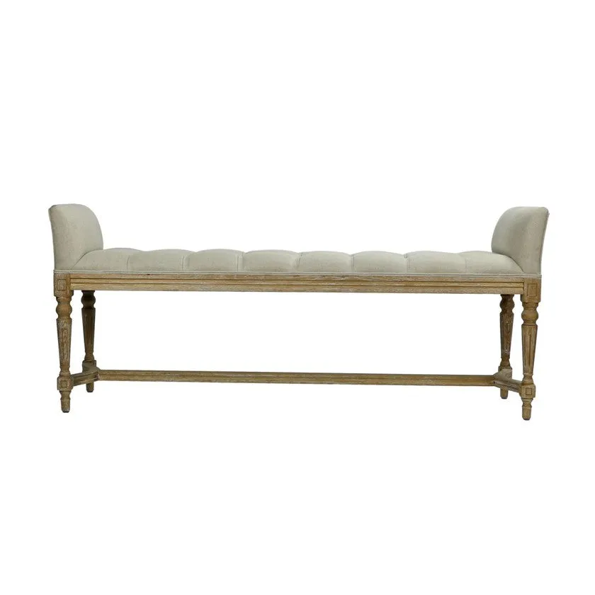 Tufted Linen Bench