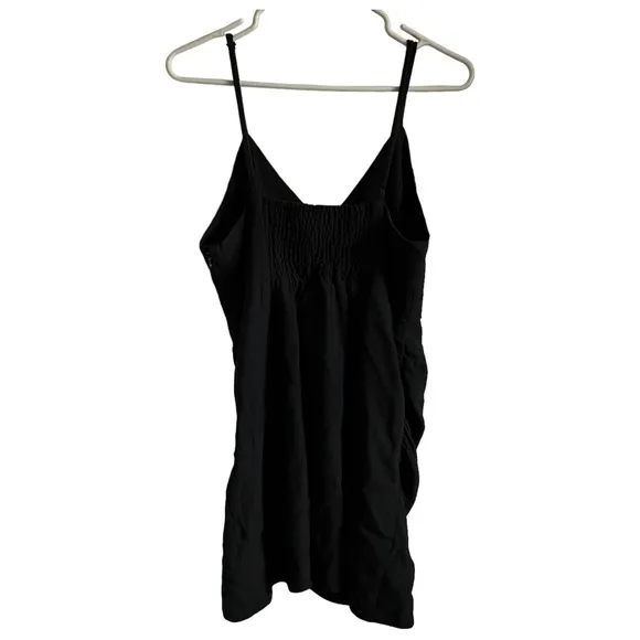 Urban Outfitters Black Imani Linen Tulip Mini Dress Size Medium Cotton Casual