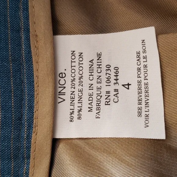 Vince Linen&amp;Cotton Pinstripe Ombré A-Line Skirt Size 4