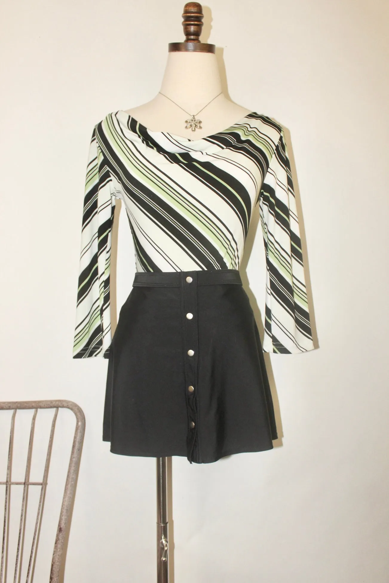 Vintage 90s Cowl Neck Key Lime Knit (S-M)