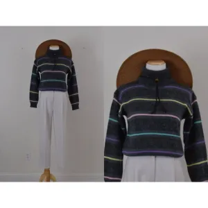 Vintage 90s Gray Striped Acrylic/Nylon Turtleneck Sweater size S