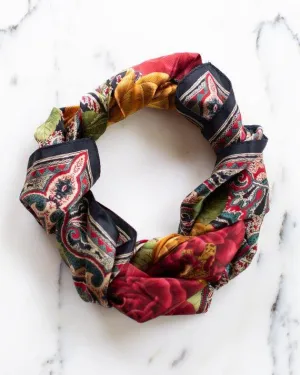 Vintage Echo Paisley Floral Silk Scarf Bright Colors