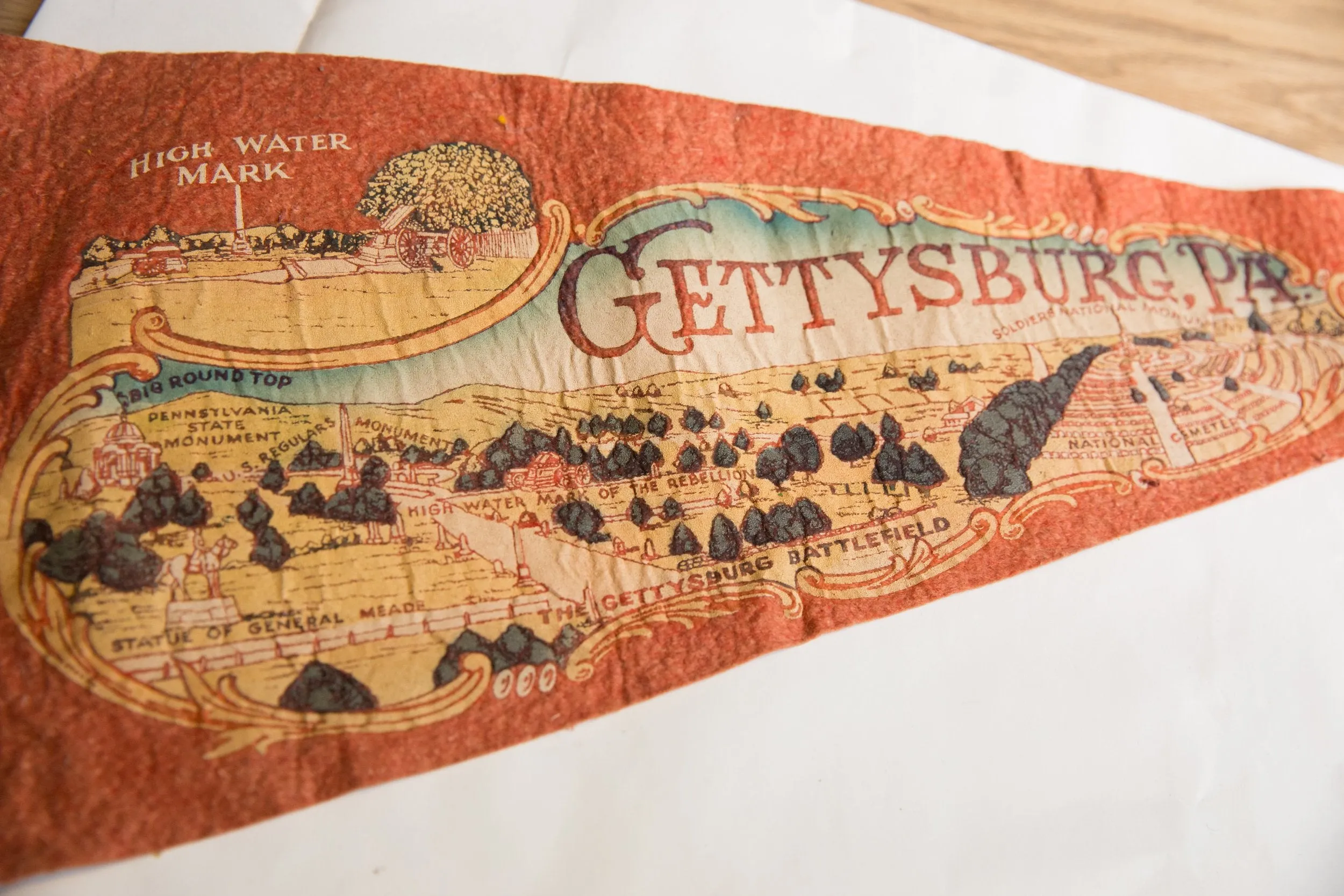Vintage Gettysburg PA Felt Flag
