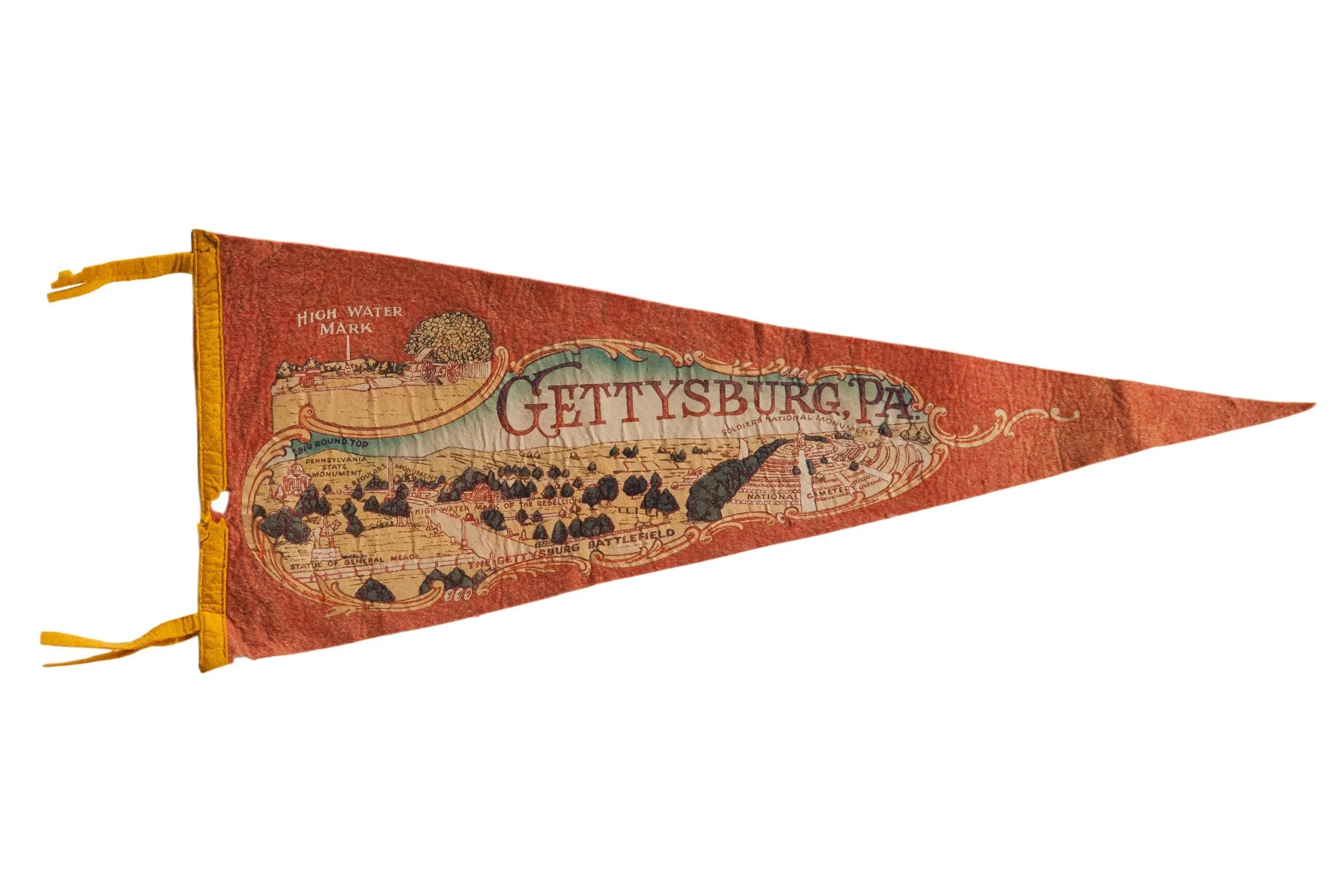 Vintage Gettysburg PA Felt Flag