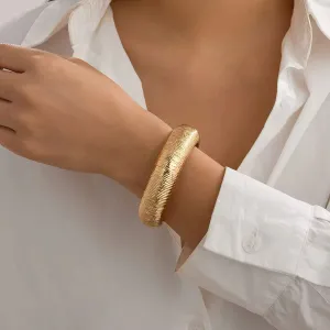 Vintage Gold Color Rough Surface Bangles Bracelet