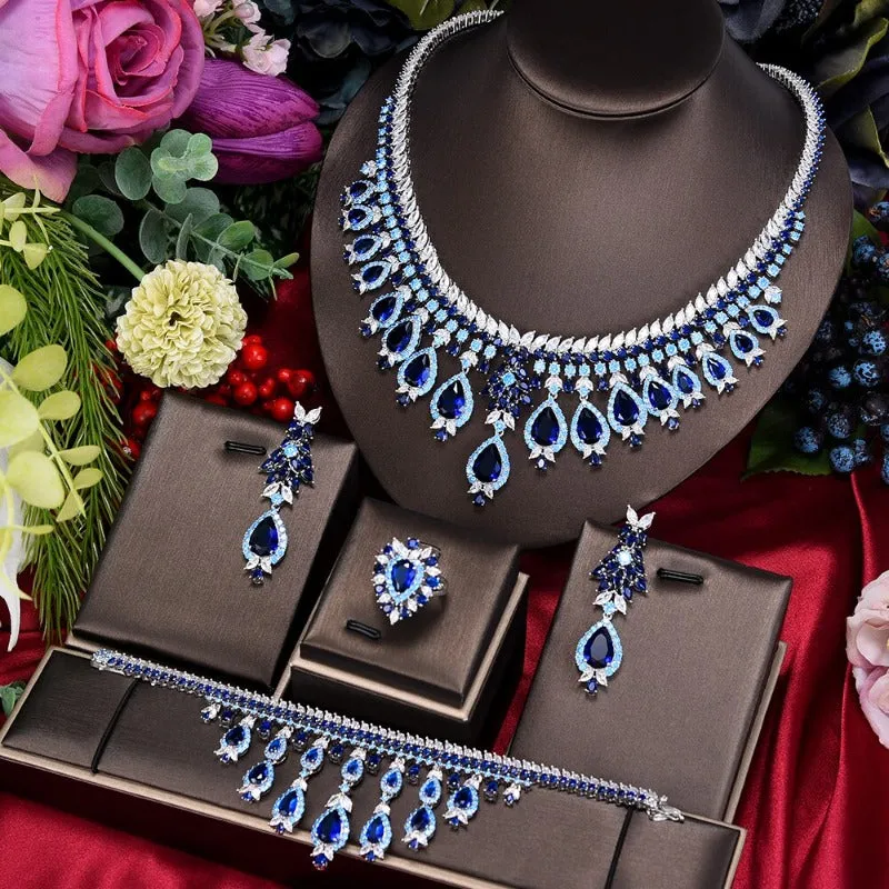 Vintage Green Emerald Jewelry Set For Women Wedding Jewelry Party Gift