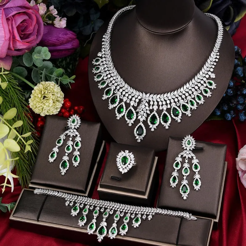 Vintage Green Emerald Jewelry Set For Women Wedding Jewelry Party Gift