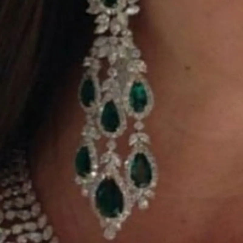 Vintage Green Emerald Jewelry Set For Women Wedding Jewelry Party Gift