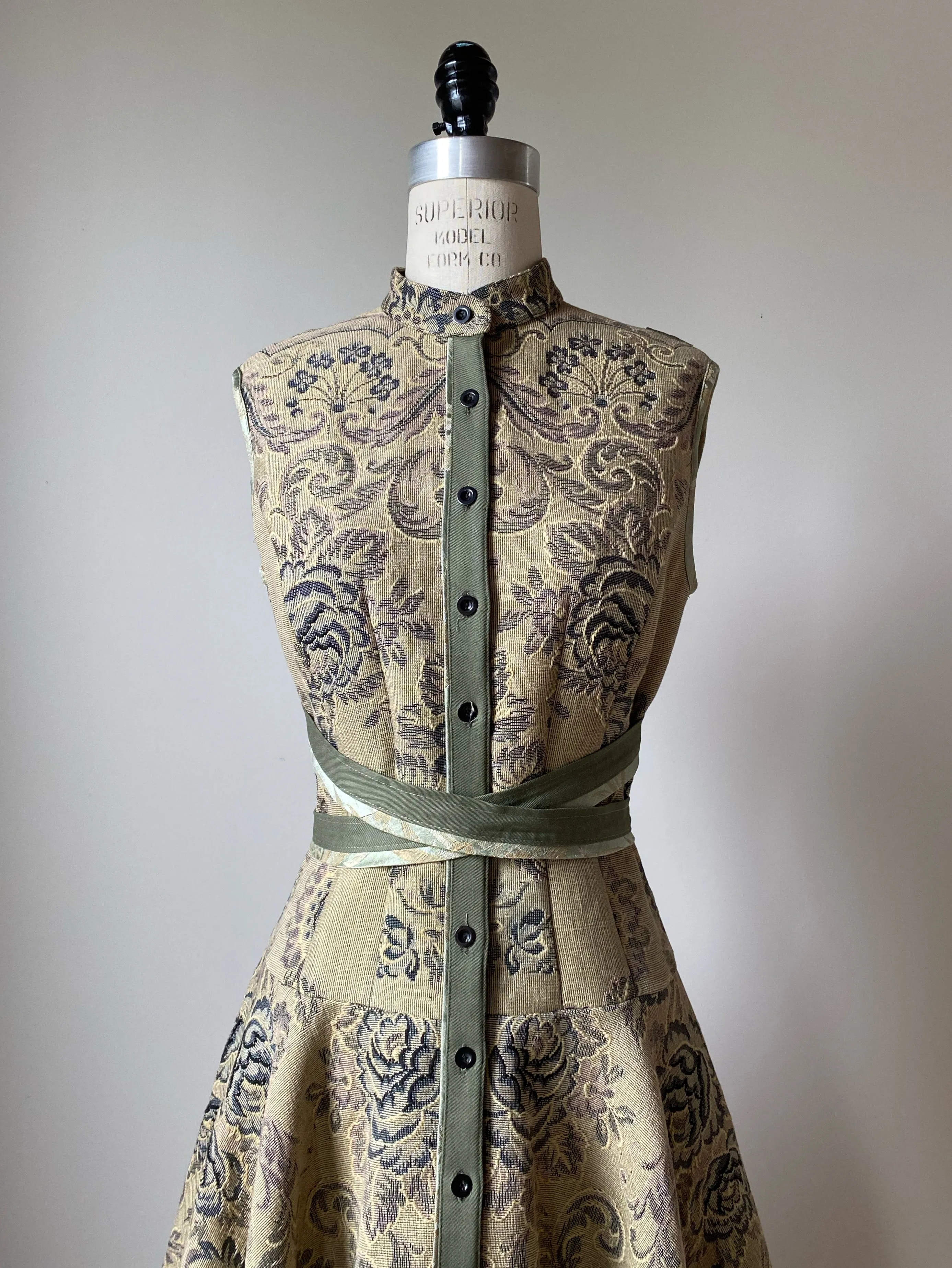 vintage jacquard waistcoat dress