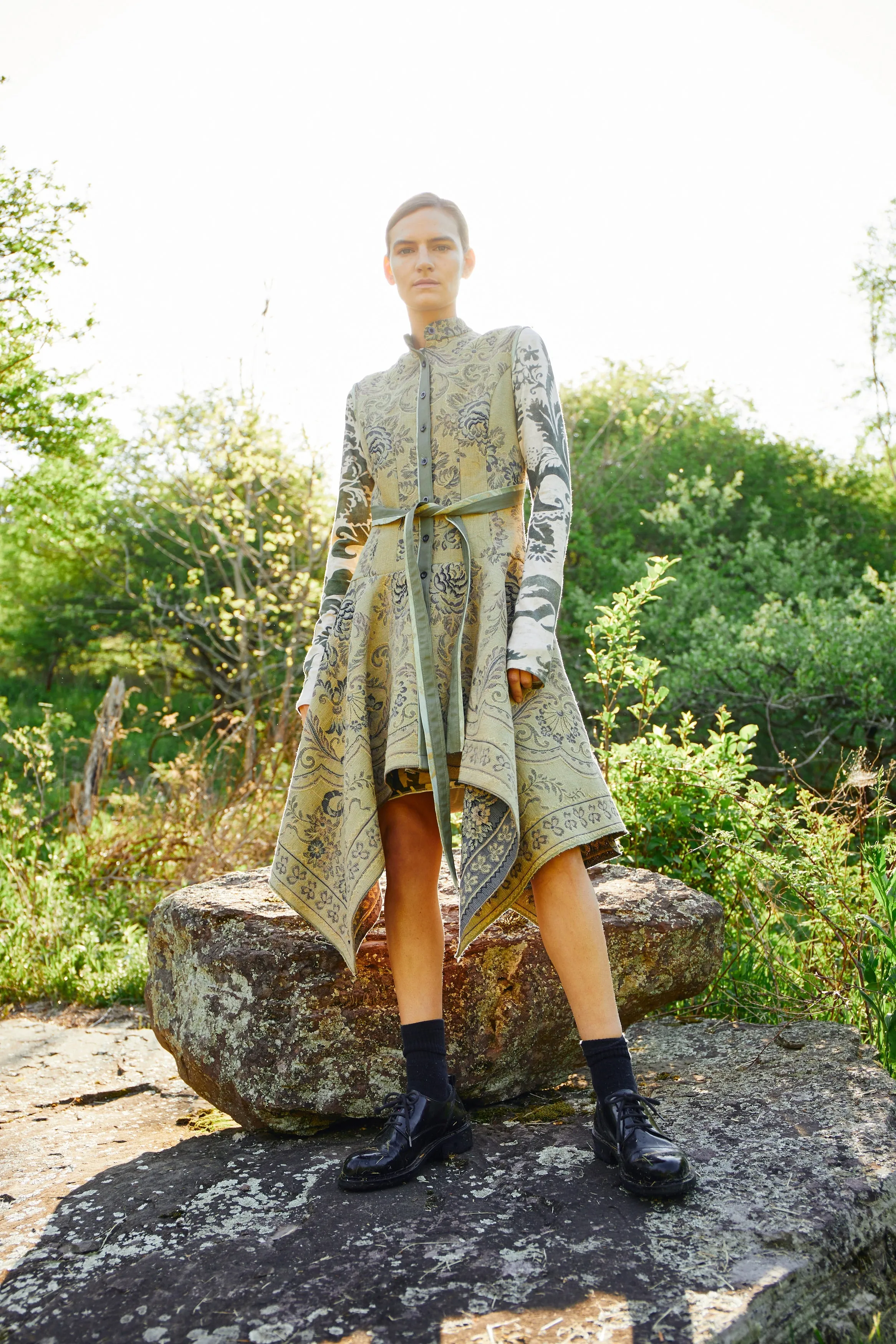 vintage jacquard waistcoat dress