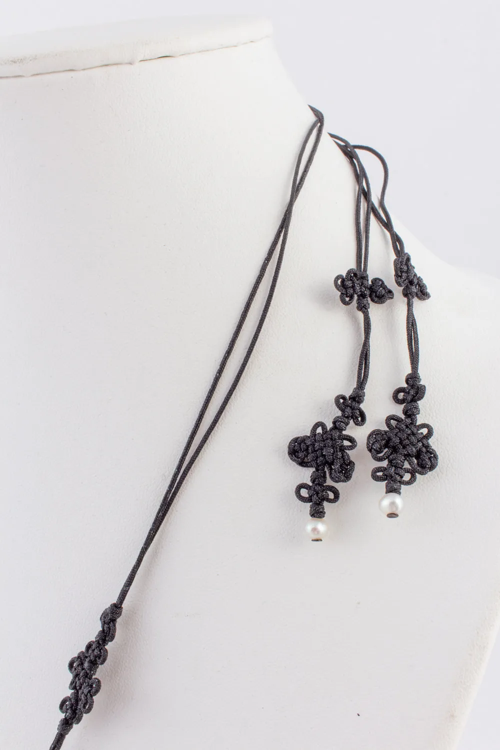 Vintage Jade Dior Necklace on Nylon Lariat Necklace with Seed Pearls