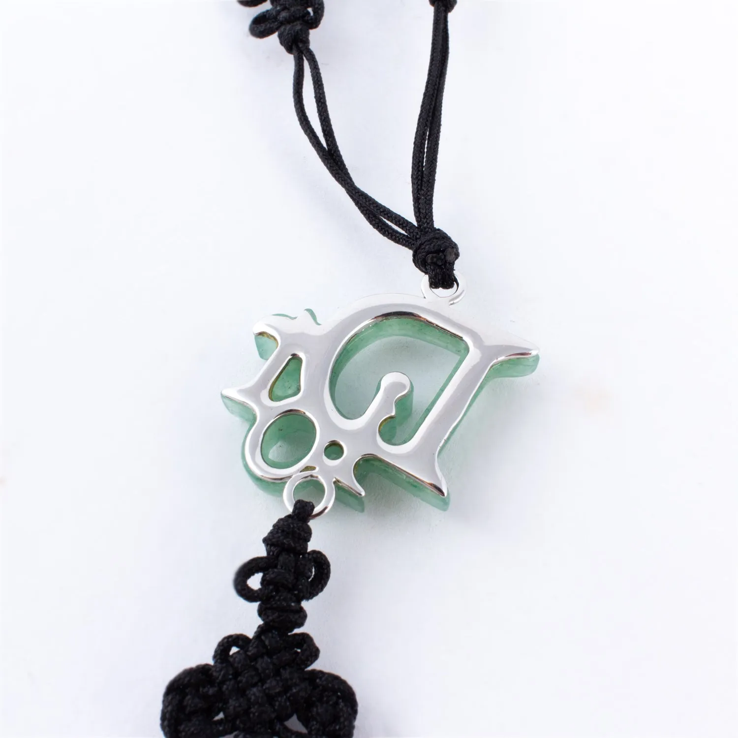 Vintage Jade Dior Necklace on Nylon Lariat Necklace with Seed Pearls