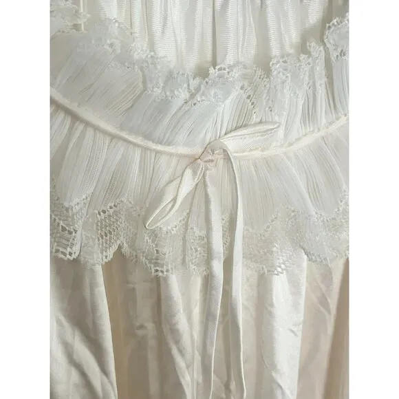 Vintage Miss Elaine Nightgown Peignoir Set •L• Sheer Long Flowy Bridal Robe USA