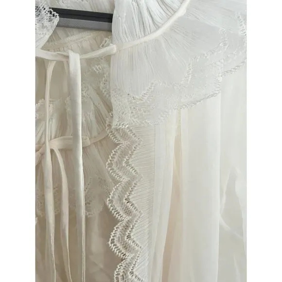 Vintage Miss Elaine Nightgown Peignoir Set •L• Sheer Long Flowy Bridal Robe USA
