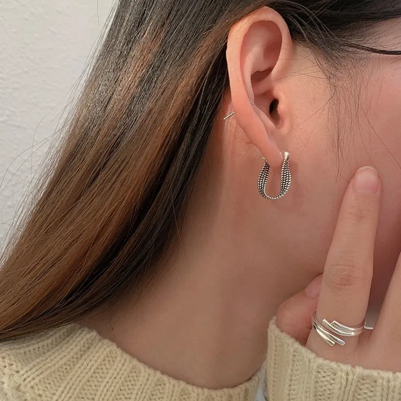 Vintage Punk Silver Earrings for Women Party Jewelry
