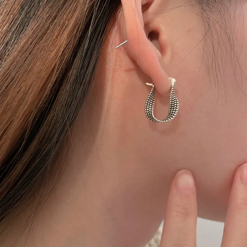 Vintage Punk Silver Earrings for Women Party Jewelry