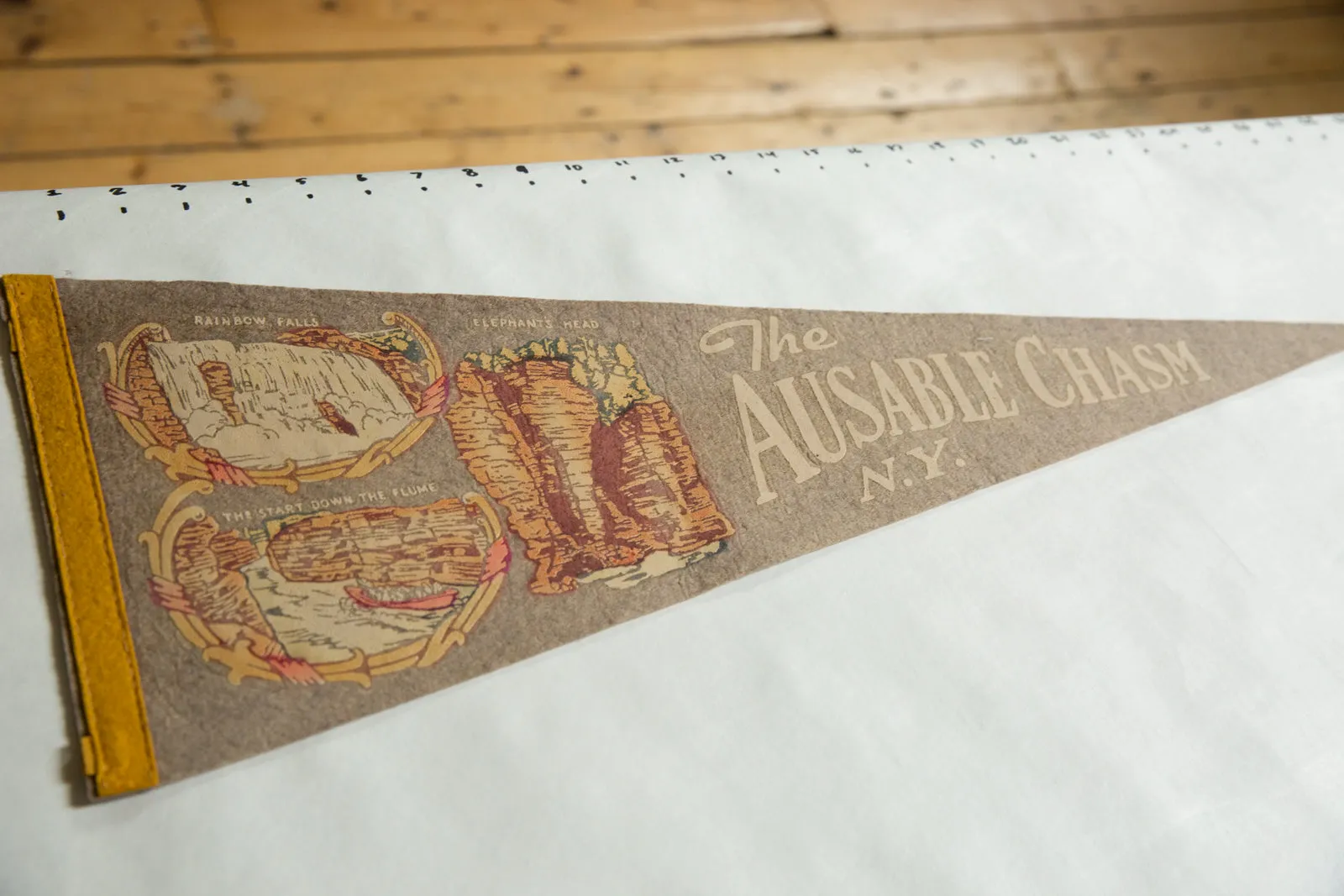 Vintage The Ausable Chasm N.Y. Felt Flag Pennant