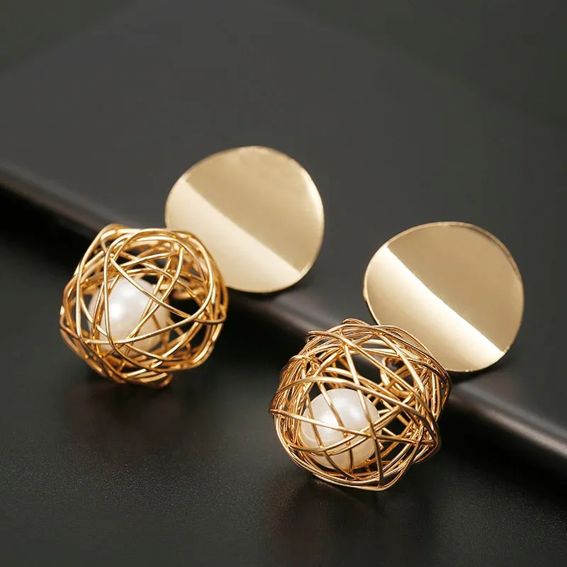 Vintage Whit Pearl Earrings For Women Party Wedding Jewelry