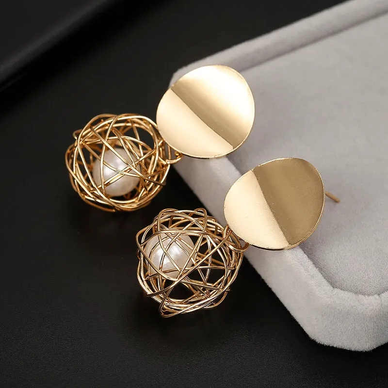 Vintage Whit Pearl Earrings For Women Party Wedding Jewelry