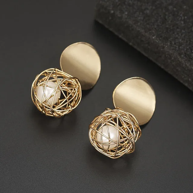 Vintage Whit Pearl Earrings For Women Party Wedding Jewelry