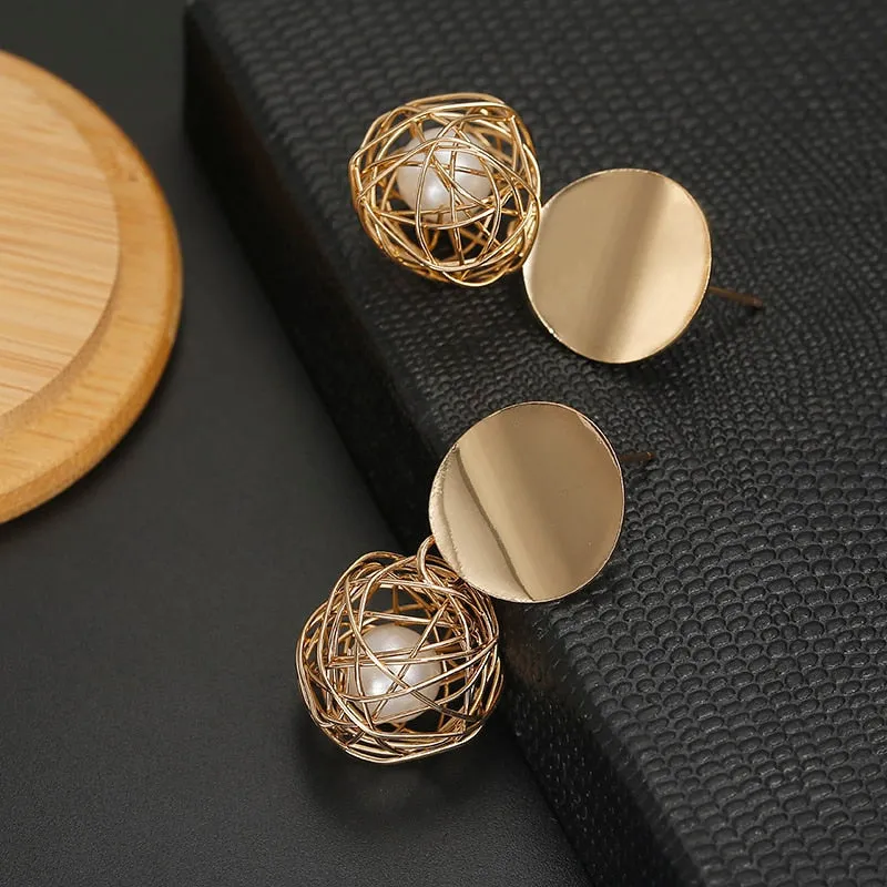Vintage Whit Pearl Earrings For Women Party Wedding Jewelry