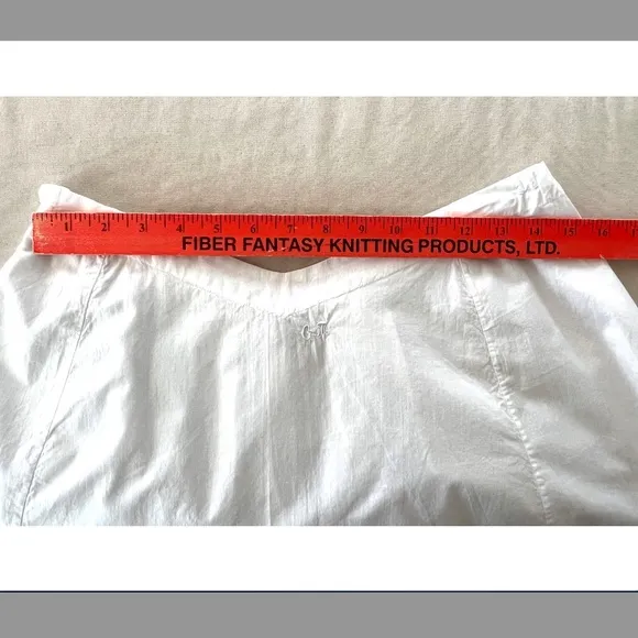 Vintage White Cotton Petticoat Skirt w/ Drawstring Waist and Scalloped Edge - M