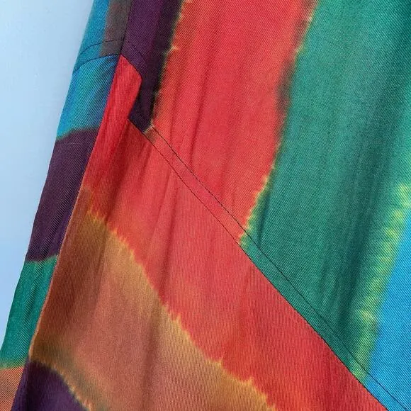 Vintage Y2K Winter Sun Long Maxi Tie Dye Dyed Striped Lightweight Skirt womens M