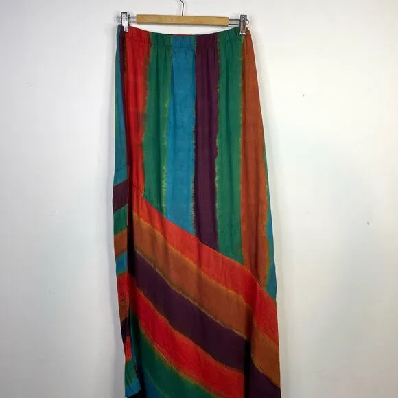 Vintage Y2K Winter Sun Long Maxi Tie Dye Dyed Striped Lightweight Skirt womens M