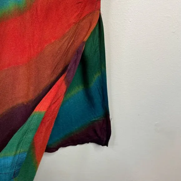 Vintage Y2K Winter Sun Long Maxi Tie Dye Dyed Striped Lightweight Skirt womens M
