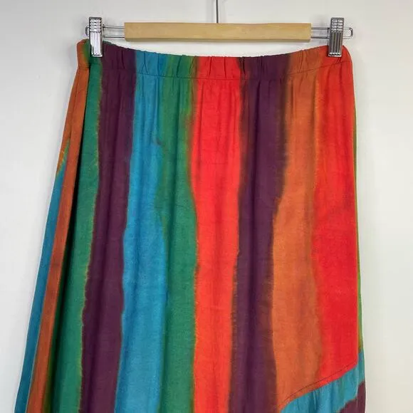 Vintage Y2K Winter Sun Long Maxi Tie Dye Dyed Striped Lightweight Skirt womens M