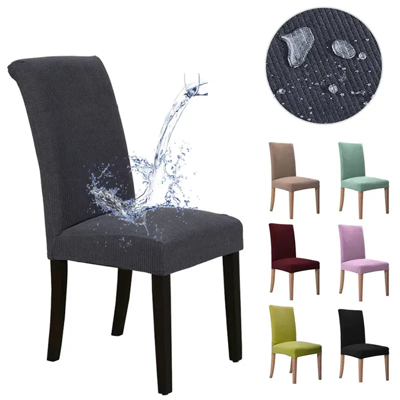 Waterproof Stretchy Elastic Jacquard Chair Cover for Dining Room Chair Covers for Chairs Kitchen Wedding Hotel Banquet Seat Protector Cover