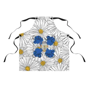 White Daisy Ladies Blue Apron