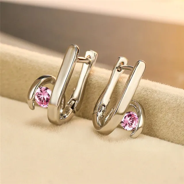White Sapphire 925 Silver Earrings For Women Wedding Jewelry