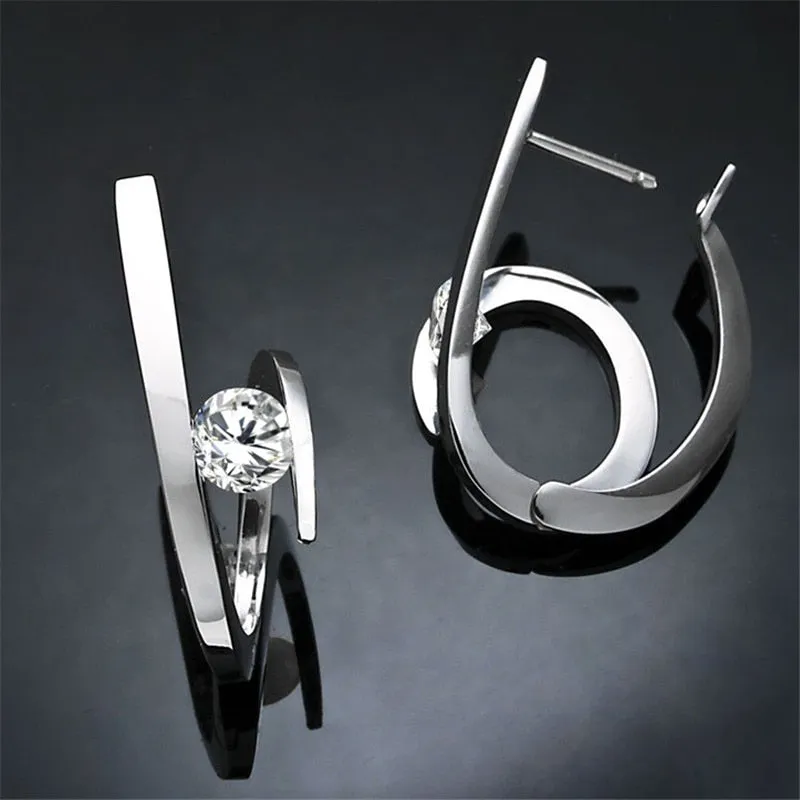 White Sapphire 925 Silver Earrings For Women Wedding Jewelry